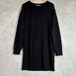 Spanx AirEssentials Crew Neck Long Sleeve Dress Pockets Black L Comfort Lounge